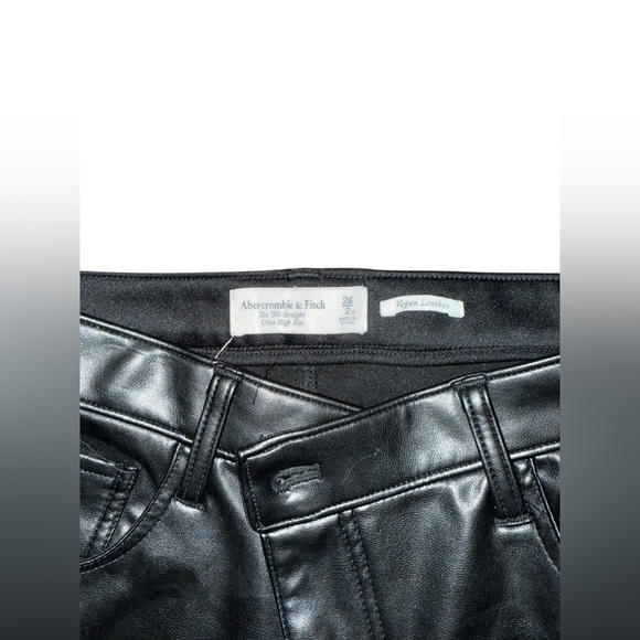 Abercrombie‎ and Fitch Vegan Leather 90s Straight Ultra High Rise Size 26/2 xs - Picture 5 of 11